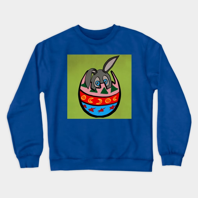 Easter Bunny Cracks Easter Egg Crewneck Sweatshirt by ArtsyPieces